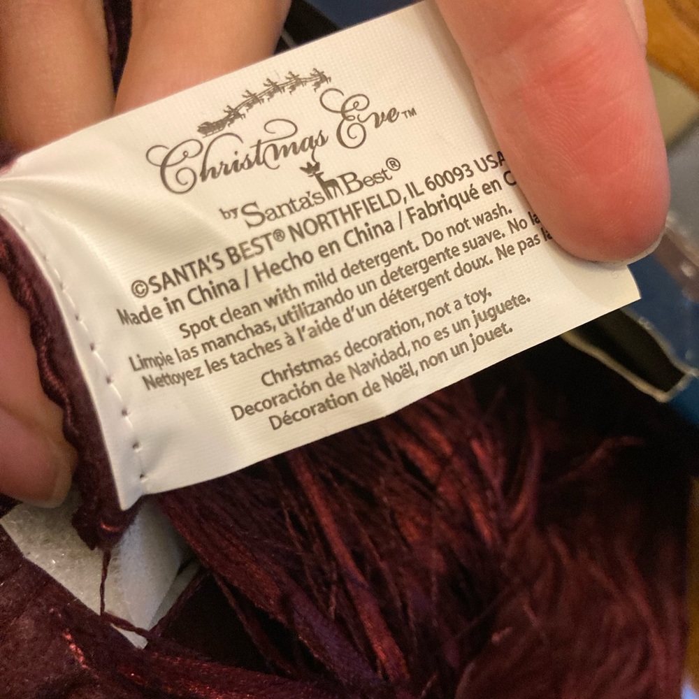 1 LEFT! — 48 Inch Burgundy Tree Skirt with Tasseled Border - Christmas Eve - Picture 11 of 11